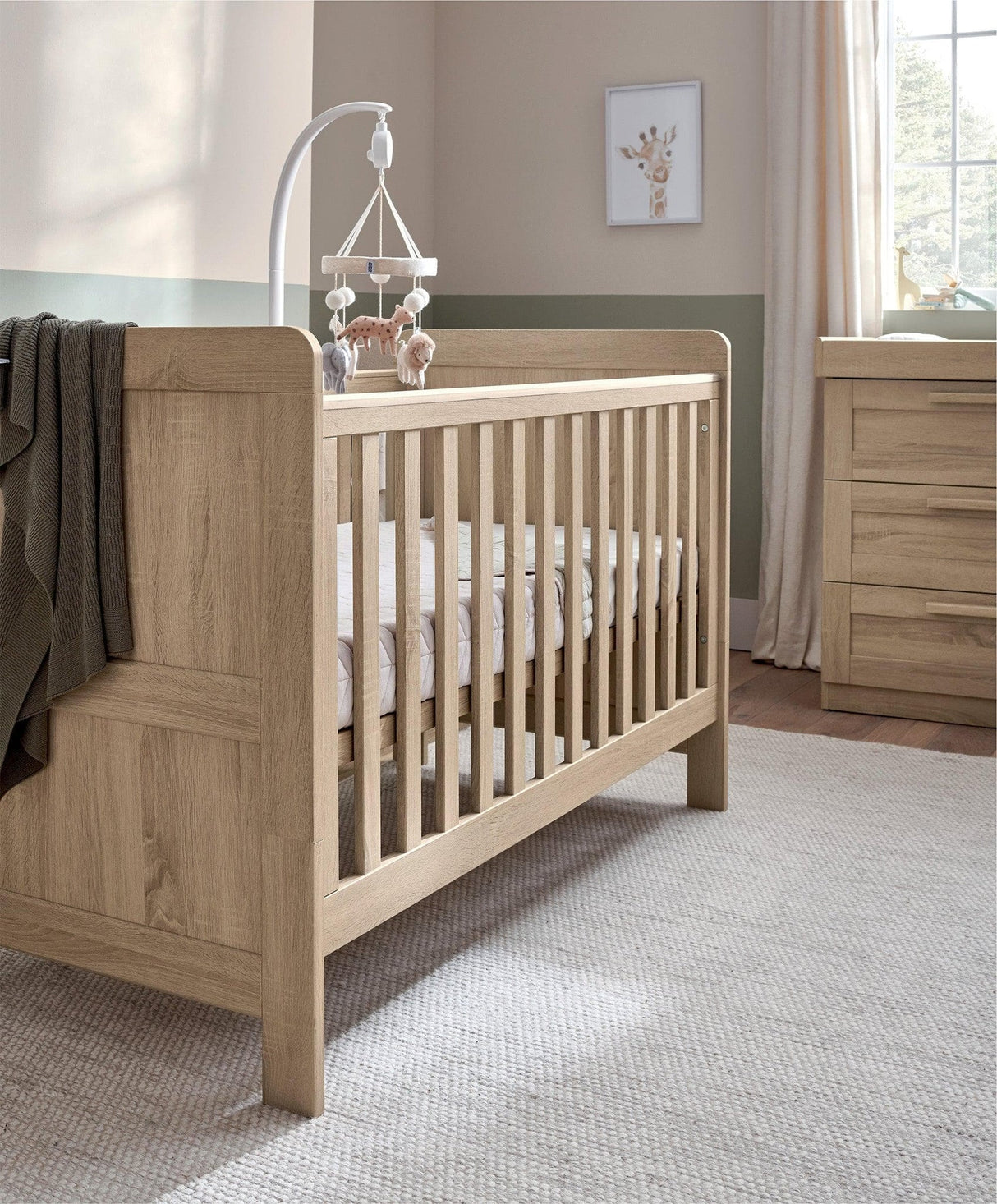 Mamas & Papas Atlas 2 Piece Furniture Set with Cotbed & Dresser - Light Oak