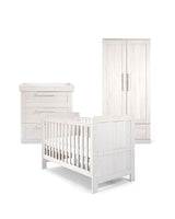 Mamas & Papas Atlas 3 Piece Furniture Set with Cotbed, Dresser & Wardrobe - Nimbus White