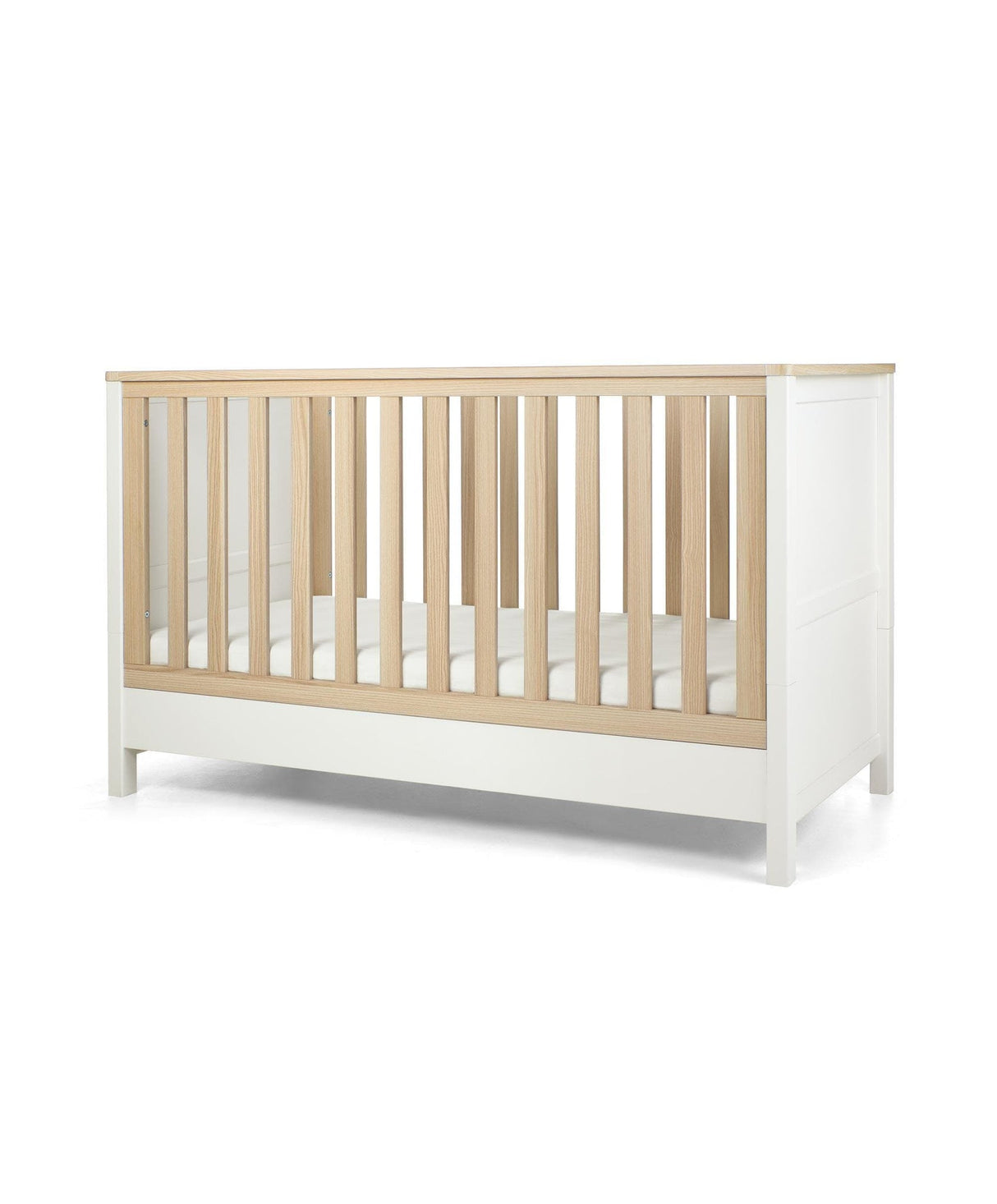 Mamas & Papas Harwell 3 Piece Nursery Furniture Set with Cot Bed, Dresser and Wardrobe - White / Natural