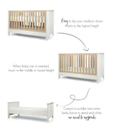 Mamas & Papas Harwell 2 Piece Nursery Furniture Set with Cot Bed and Dresser- White / Natural