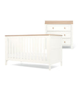 Mamas & Papas Wedmore 2 Piece Nursery Furniture Set with Cot Bed and Dresser - White & Natural