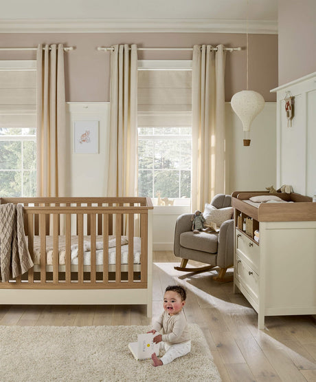 Mamas & Papas Harwell 2 Piece Nursery Furniture Set with Cot Bed and Dresser - Cashmere