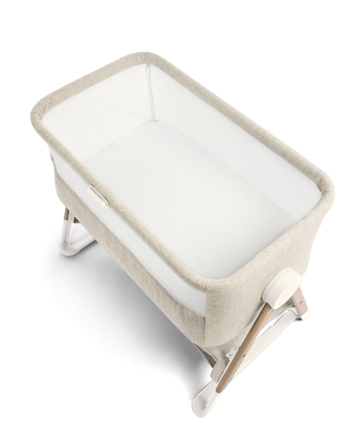 Mamas & Papas Lua Bedside Crib with Sheets & Mattress Protector - Fawn