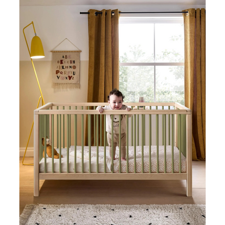 Mamas & Papas Solo Cot Bed - Moss Green / Natural