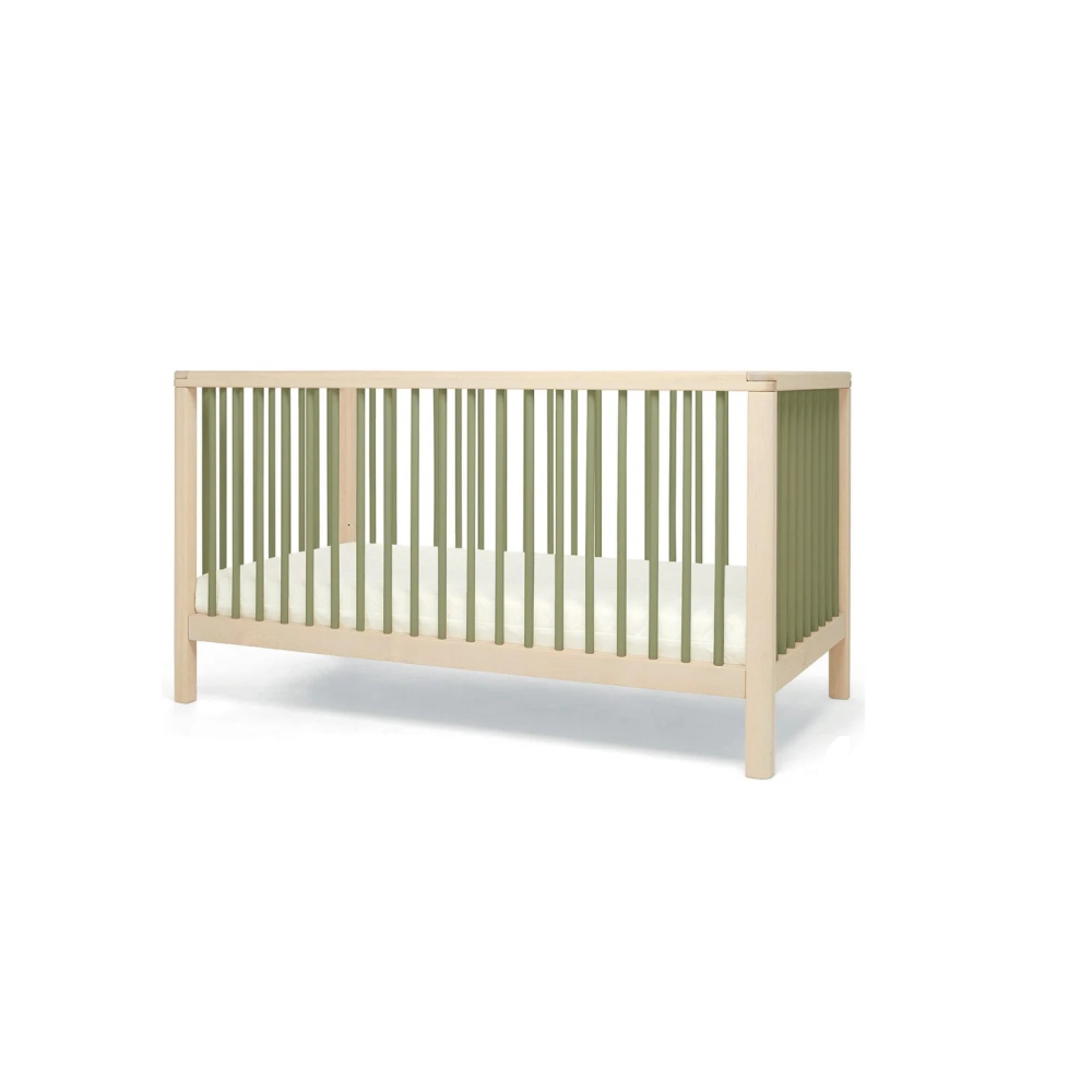 Mamas & Papas Solo Cot Bed - Moss Green / Natural