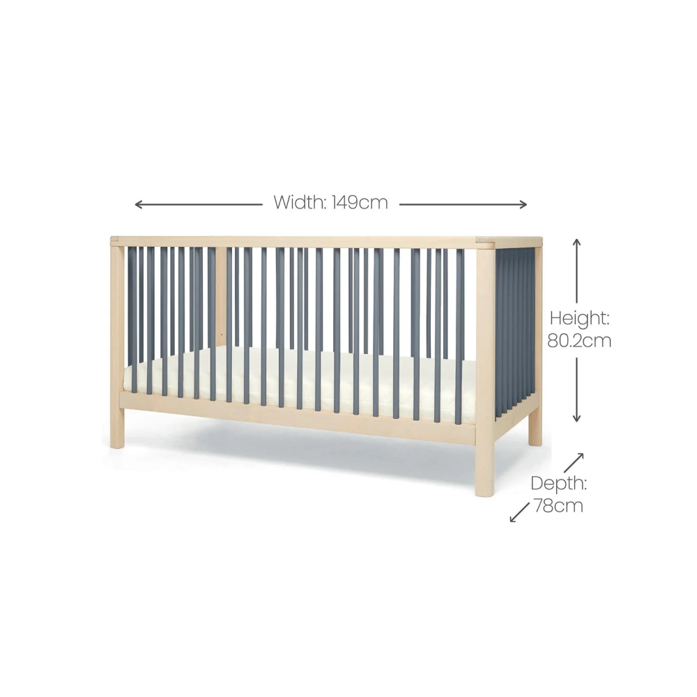 Mamas & Papas Solo Cot Bed - Slate / Natural