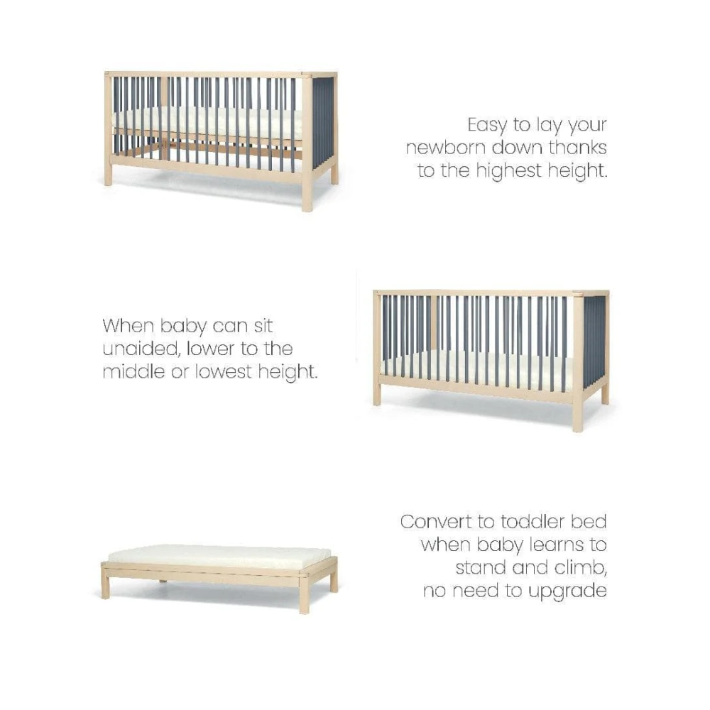 Mamas & Papas Solo Cot Bed - Slate / Natural