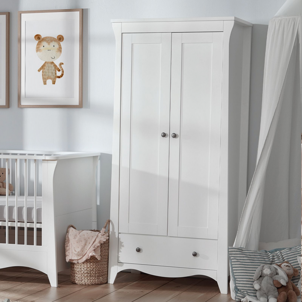 Cuddleco Clara Double Nursery Wardrobe - Satin White