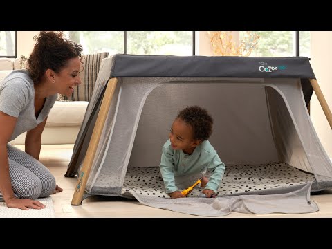 Tutti Bambini CoZee Go 3-in-1 Bassinet, Travel Cot & Playpen – Scandinavian Walnut & Ecru