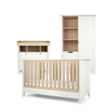 Mamas & Papas Harwell 3 Piece Nursery Furniture Set with Cot Bed, Dresser and Wardrobe - White / Natural