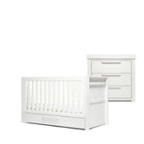 Mamas & Papas Franklin 2 Piece Nursery Furniture Set with Cot Bed and Dresser - White Wash