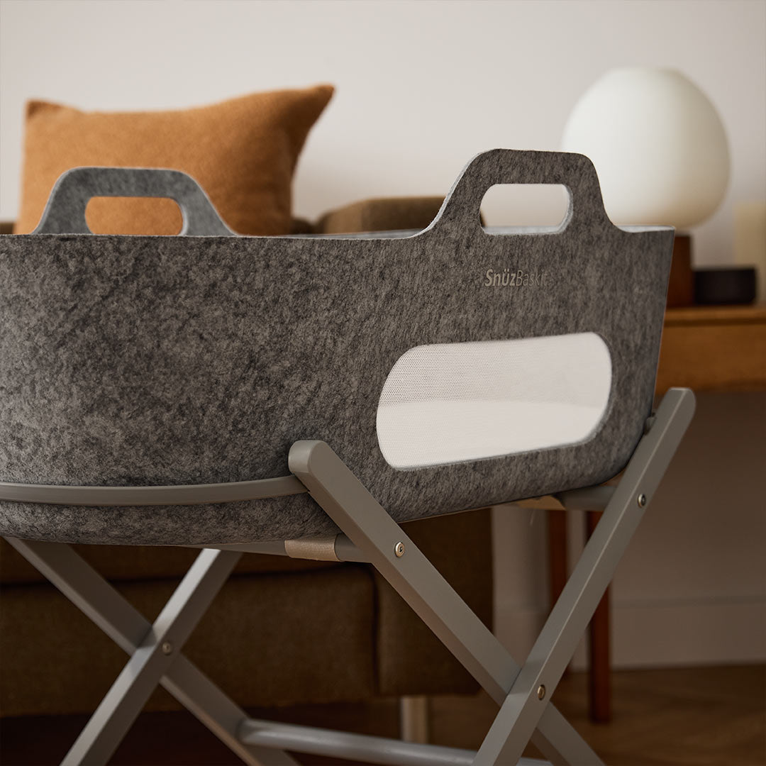 SnuzBaskit Dark Grey Moses Basket & Dove Grey Stand