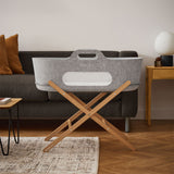 SnuzBaskit Light Grey Moses Basket & Natural Stand