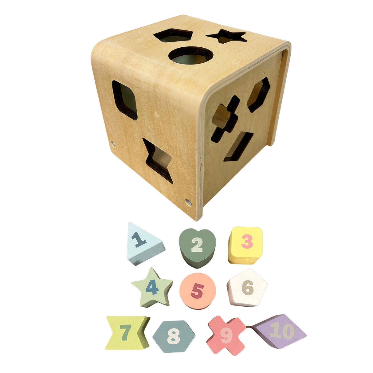 Just For Me Wooden Shape Sorting 11 Piece Cube Toy