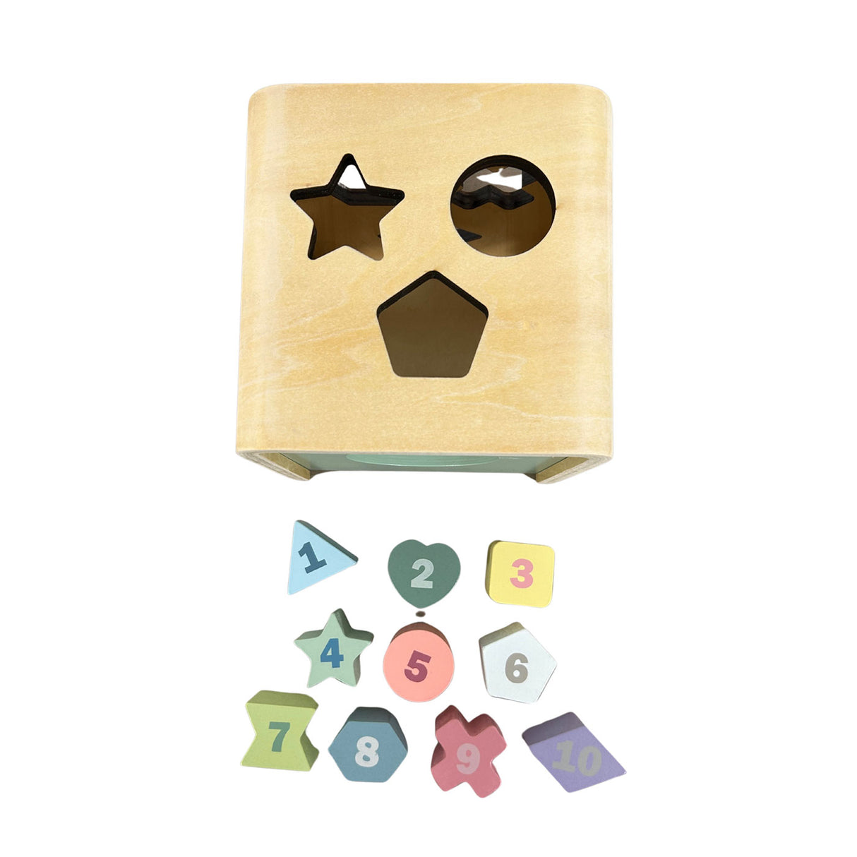 Just For Me Wooden Shape Sorting 11 Piece Cube Toy