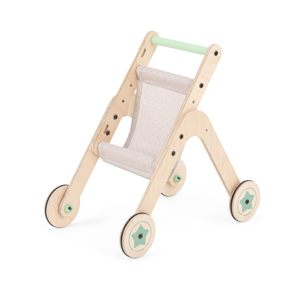 MamaToyz Trio Natural Beechwood Baby Stroller Walker