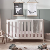 Silver Cross Finchley 2 Piece Nursery Furniture Set with Convertible Cot Bed and Double Wardrobe - Nordic White / Oak