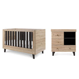 Tutti Bambini Como 2 Piece Nursery Furniture Set with Cot Bed and Dresser - Distressed Oak / Slate Grey