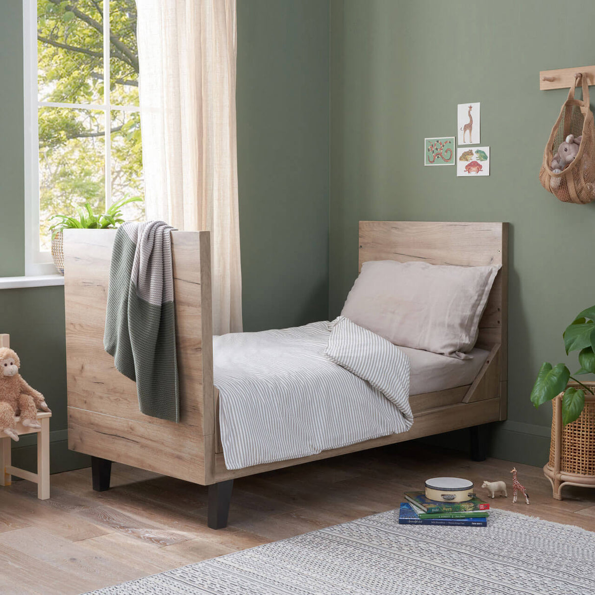 Tutti Bambini Como 2 Piece Nursery Furniture Set with Cot Bed and Dresser - Distressed Oak / Slate Grey