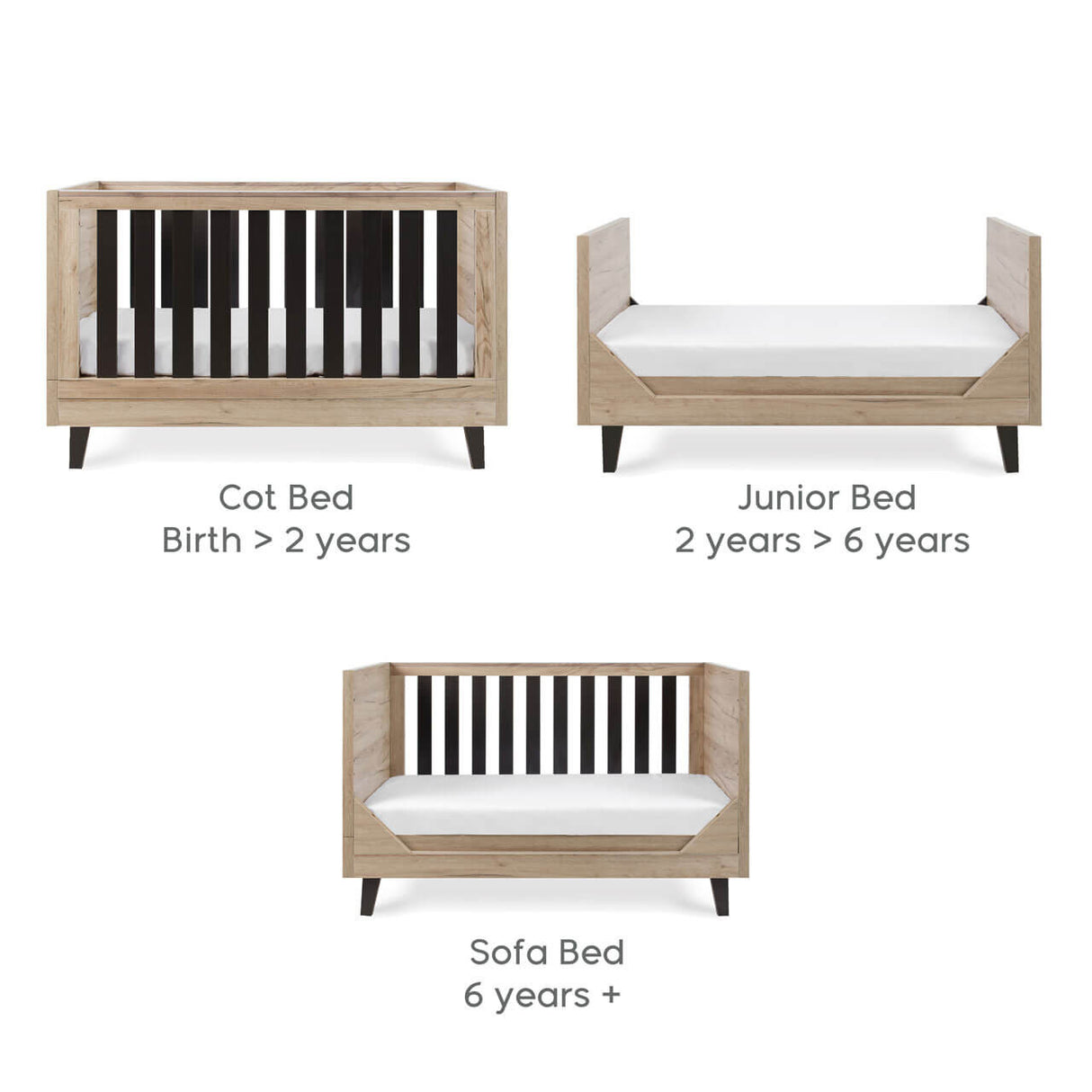 Tutti Bambini Como 2 Piece Nursery Furniture Set with Cot Bed and Dresser - Distressed Oak / Slate Grey