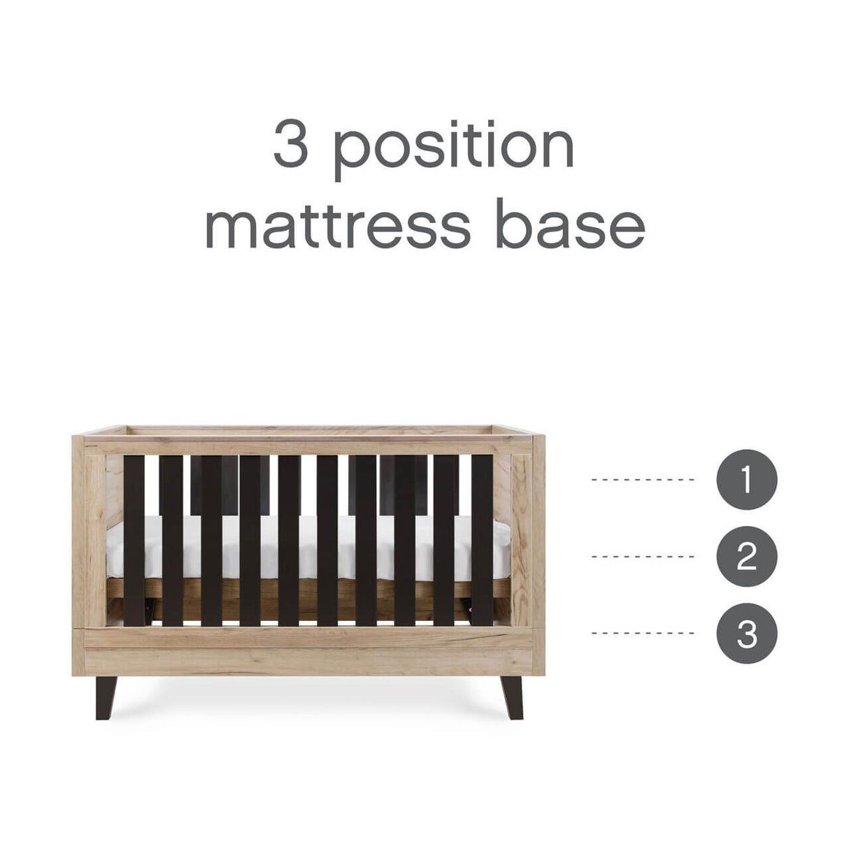 Tutti Bambini Como 2 Piece Nursery Furniture Set with Cot Bed and Dresser - Distressed Oak / Slate Grey