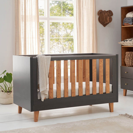 Tutti Bambini Como Cot Bed - Slate Grey / Rosewood