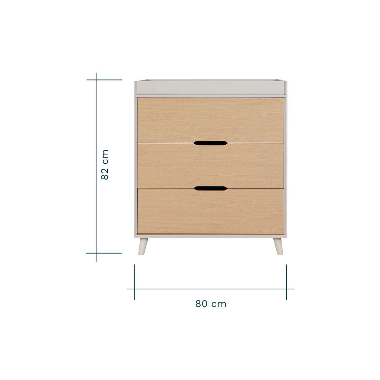 Tutti Bambini Hygge 3 Piece Nursery Furniture Set with Cot Bed, Dresser & Wardrobe - Light Oak / White Sand