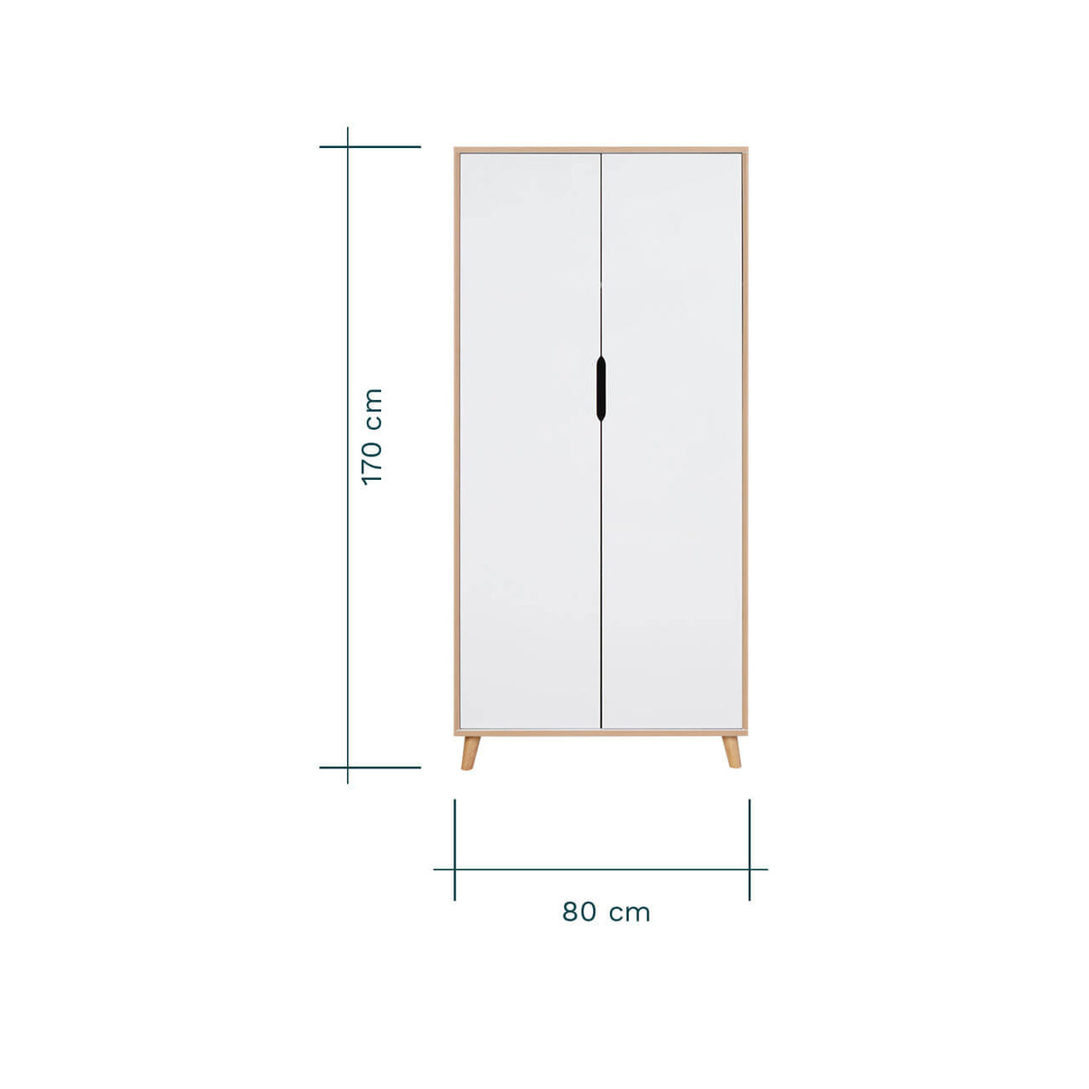 Tutti Bambini Hygge 3 Piece Nursery Furniture Set with Cot Bed, Dresser & Wardrobe - White/Light Oak