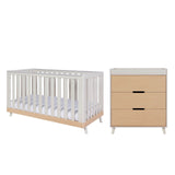 Tutti Bambini Hygge 2 Piece Nursery Furniture Set with Cot Bed and Dresser - Light Oak/White Sand