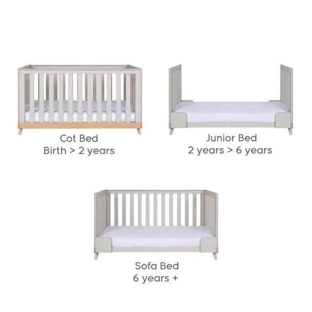 Tutti Bambini Hygge Cot Bed - Light Oak/White Sand