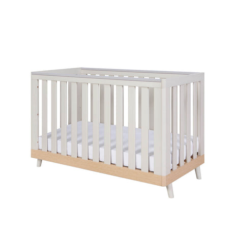 Tutti Bambini Hygge Mini 3 Piece Nursery Furniture Set with Cot Bed, Dresser & Wardrobe - Light Oak/White Sand