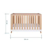 Tutti Bambini Hygge Mini 3 Piece Nursery Furniture Set with Cot Bed, Dresser & Wardrobe - White/Light Oak