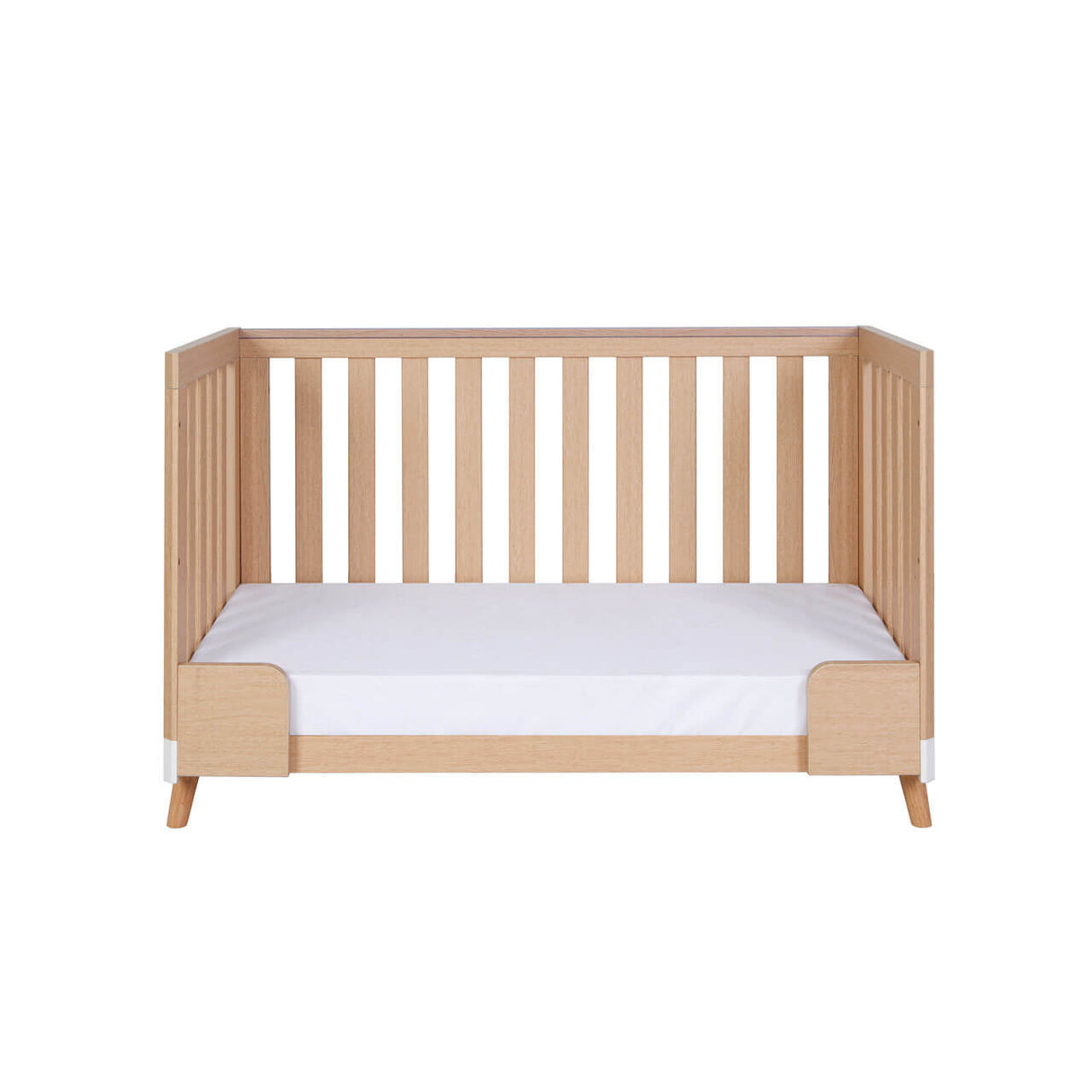 Tutti Bambini Hygge Mini 3 Piece Nursery Furniture Set with Cot Bed, Dresser & Wardrobe - White/Light Oak