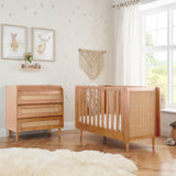 Tutti Bambini Japandi Mini 2 Piece Nursery Furniture Set with Cot Bed and Dresser - Light Oak