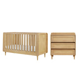 Tutti Bambini Japandi Mini 2 Piece Nursery Furniture Set with Cot Bed and Dresser - Light Oak