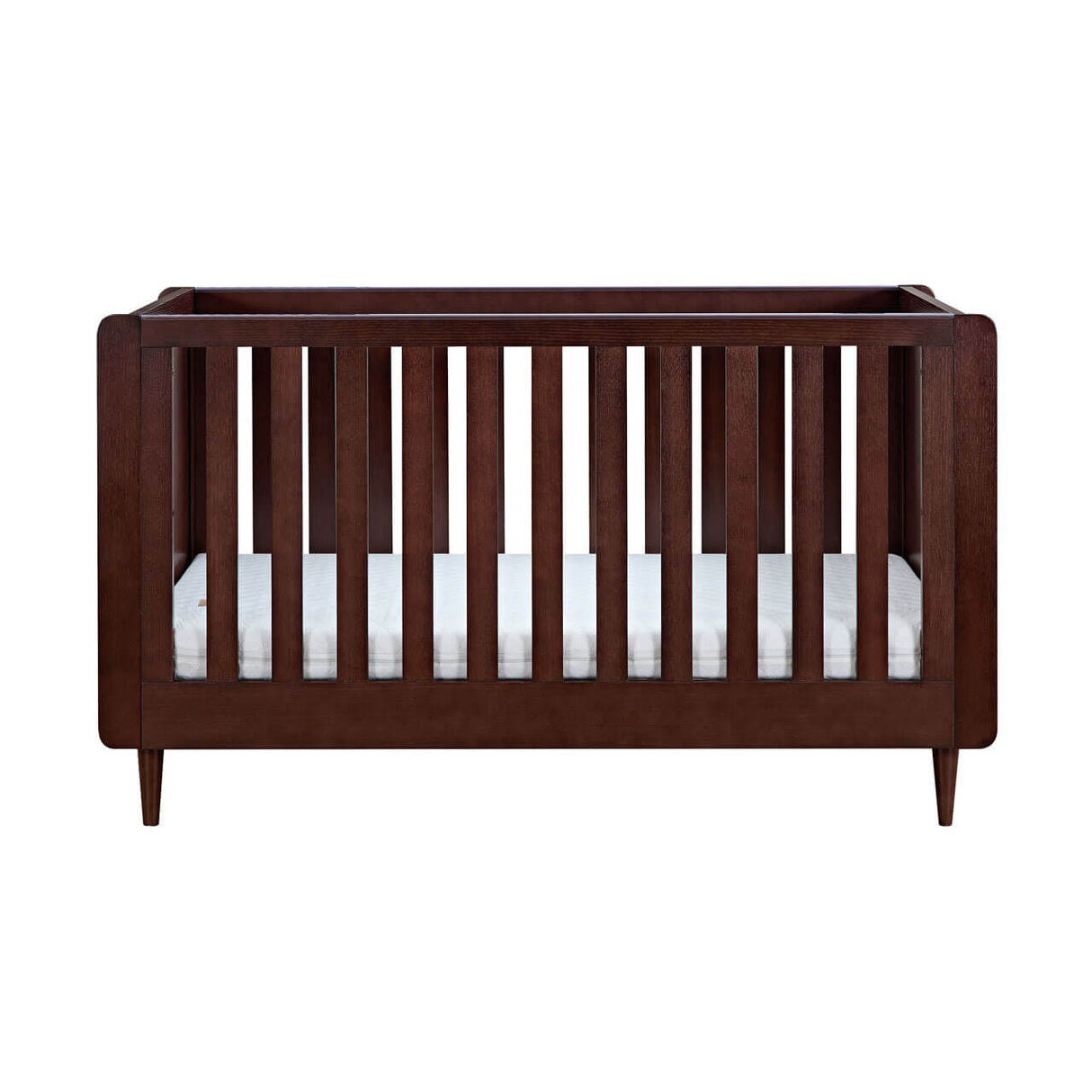 Tutti Bambini Japandi Mini 3 Piece Nursery Furniture Set with Cot Bed, Dresser and Wardrobe - Warm Walnut