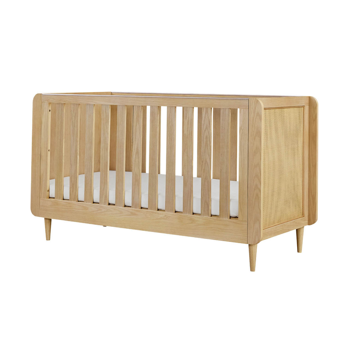 Tutti Bambini Japandi Mini 3 Piece Nursery Furniture Set with Cot Bed, Dresser and Wardrobe - Light Oak