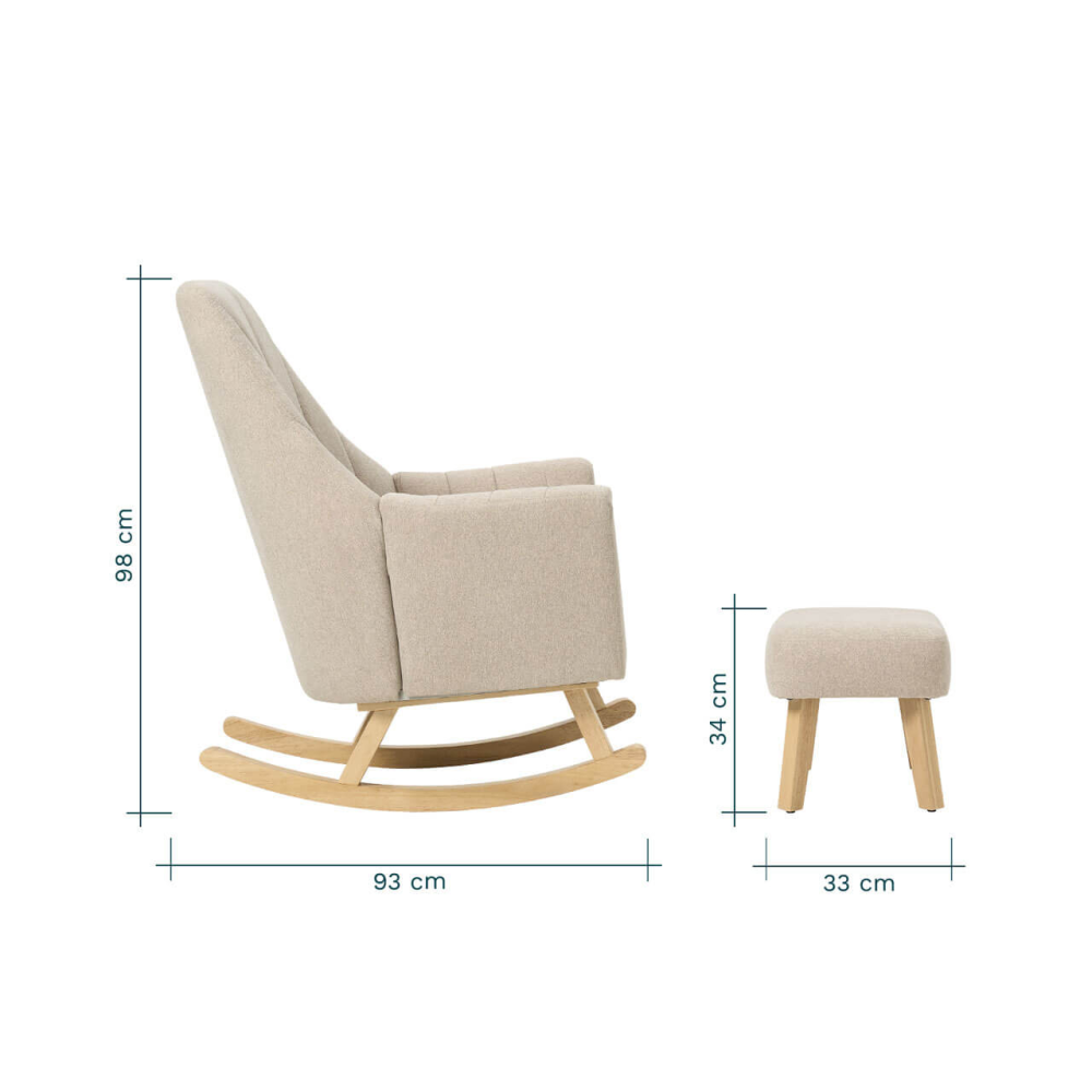 Tutti Bambini Jonah Nursery Rocking Chair & Foot Stool Set - Stone