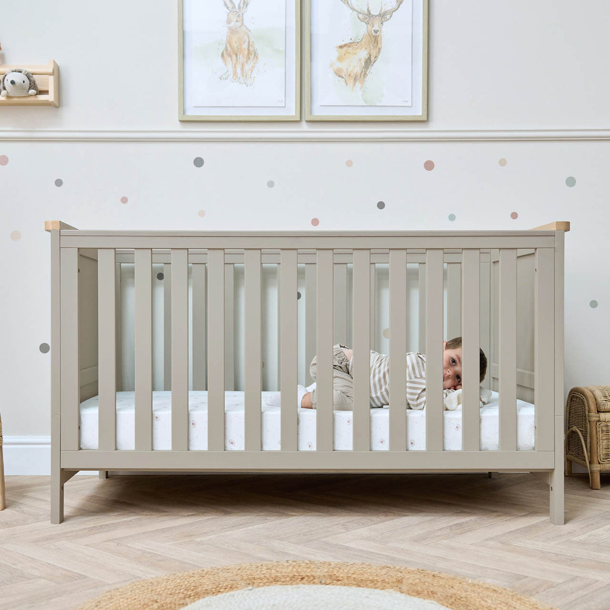 Tutti Bambini Misha Cot Bed - Mushroom & Golden Oak