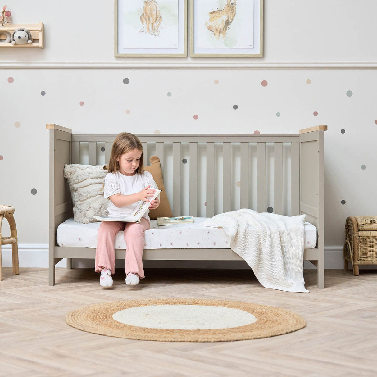 Tutti Bambini Misha Cot Bed - Mushroom & Golden Oak