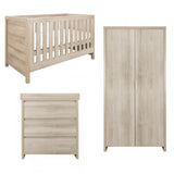 Tutti Bambini Modena 3 Piece Nursery Furniture Set with Cot Bed, Dresser & Wardrobe - Oak