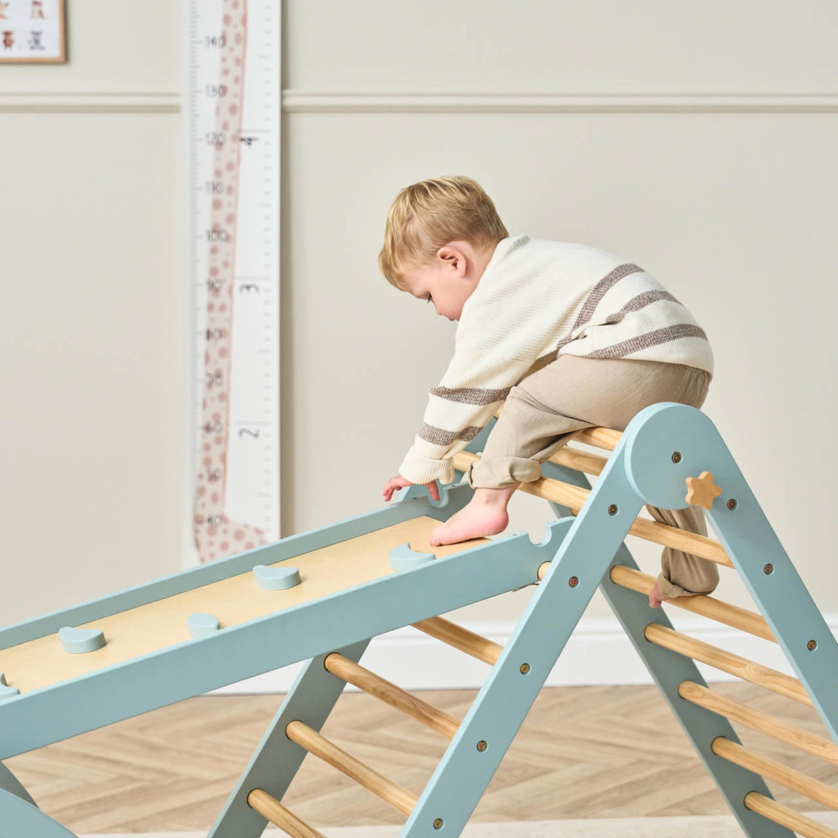 Tutti Bambini Scala Montessori 3-in-1 Pikler Climbing Frame with Climbing Wall - Ocean Stone