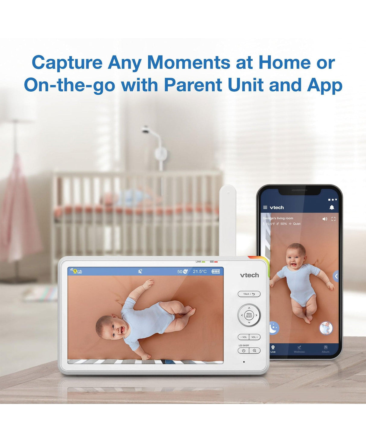 VTech RM7787HD 7″ Over-The-Crib  Smart HD Video Baby Monitor