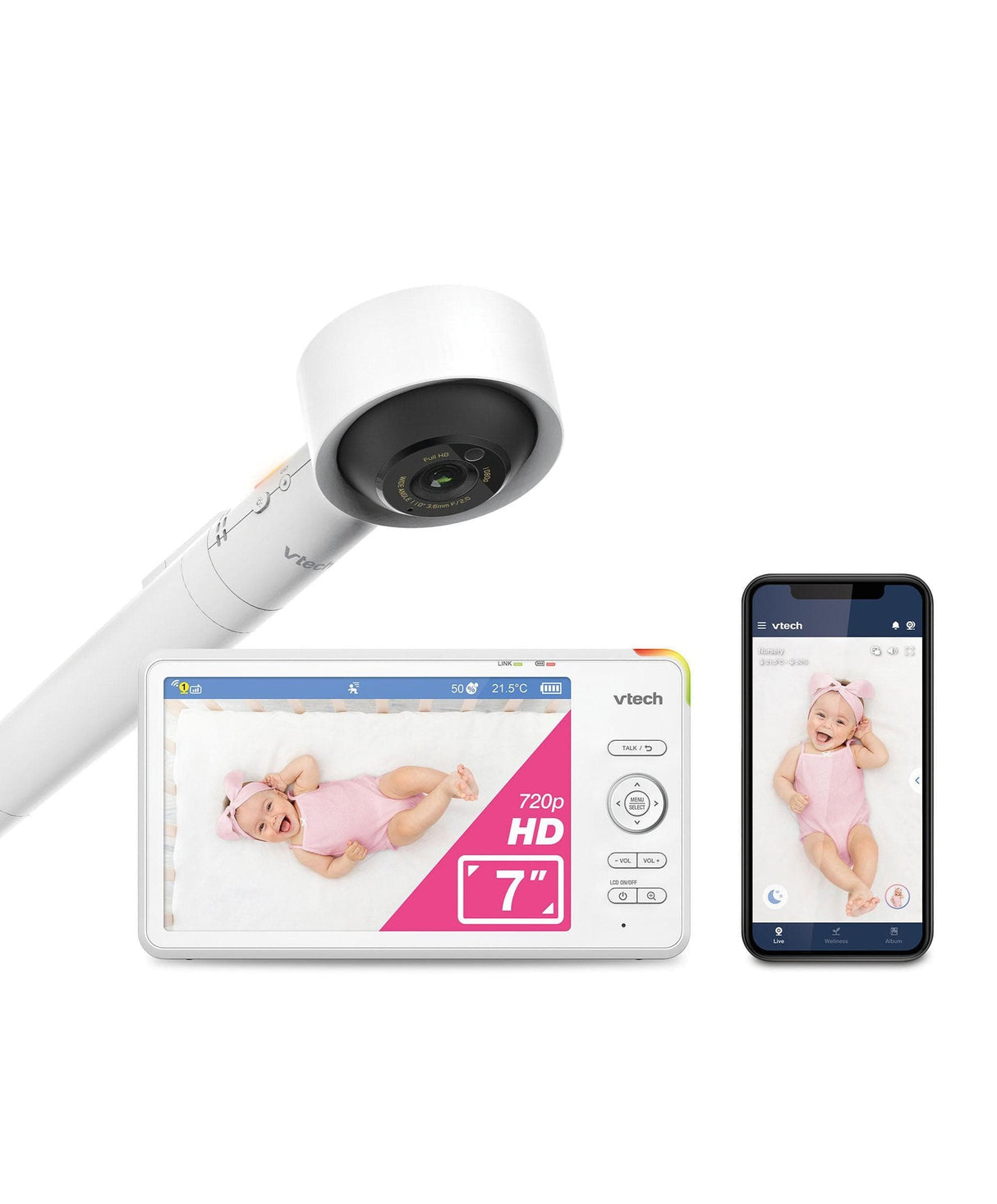 VTech RM7787HD 7″ Over-The-Crib  Smart HD Video Baby Monitor