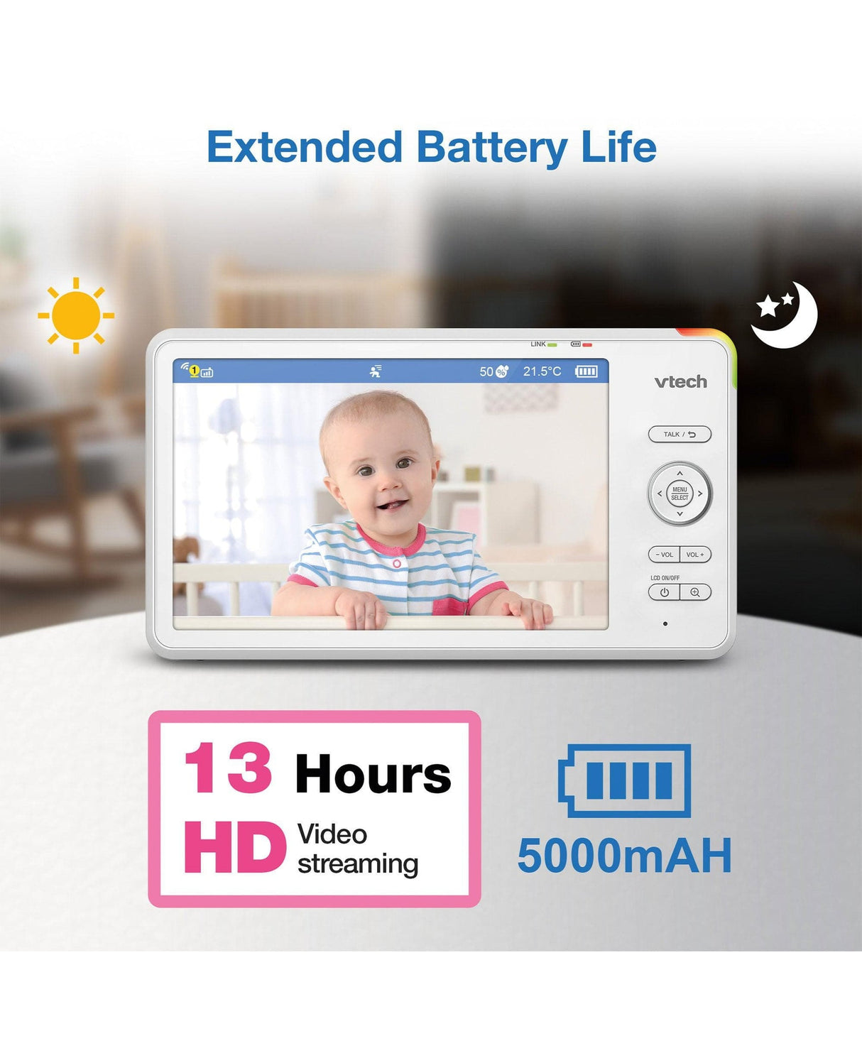 VTech RM7787HD 7″ Over-The-Crib  Smart HD Video Baby Monitor